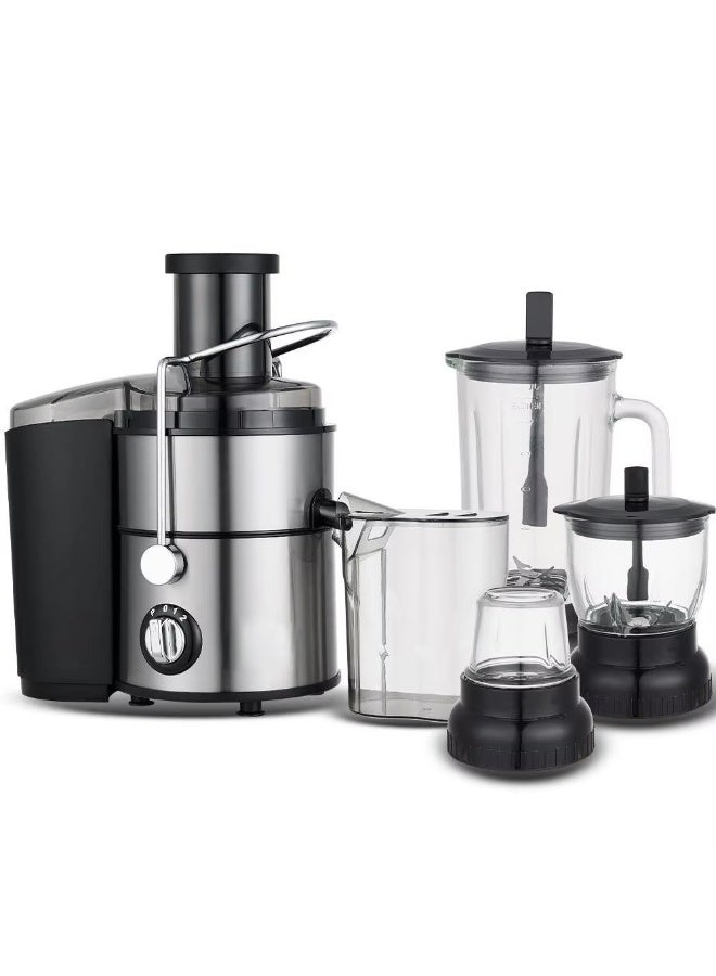 Silver Crest MY-630 Juicer Blender 2500W Powerful Motor Stainless Steel 5 in 1 Glass Jar Two Speed Safety Interlock Mixer Grinder for Home Kitchen Smoothie Juice Grinding Chopping Blending Use - Image 2